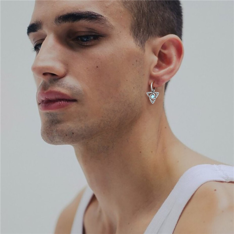 Naušnice s keltskim čvorom s mjesečevim kamenom za muškarce i dječake, naušnice s prstenom od nehrđajućeg čelika, punk hip hop rock rep cool nakit dodaci darovi