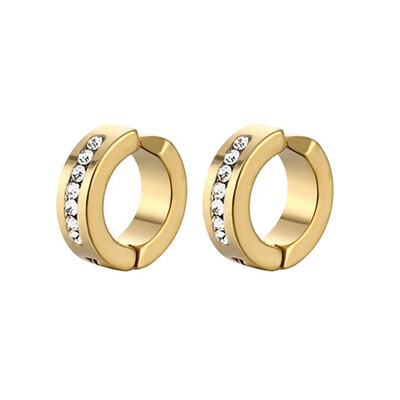 1 pereche de cercei magnetici din oțel inoxidabil, fără piercing, cu incrustare cu zirconiu cubic, set de cercei cu cerc pentru bărbați și femei