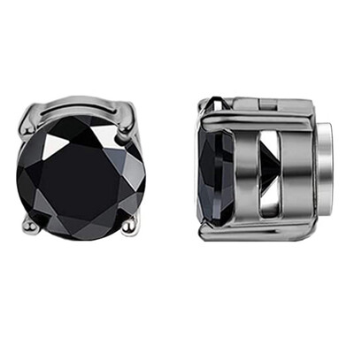 1 pereche de cercei magnetici din oțel inoxidabil, fără piercing, cu incrustare cu zirconiu cubic, set de cercei cu cerc pentru bărbați și femei