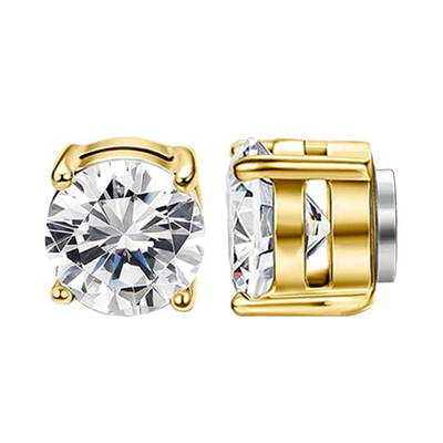 1 pereche de cercei magnetici din oțel inoxidabil, fără piercing, cu incrustare cu zirconiu cubic, set de cercei cu cerc pentru bărbați și femei