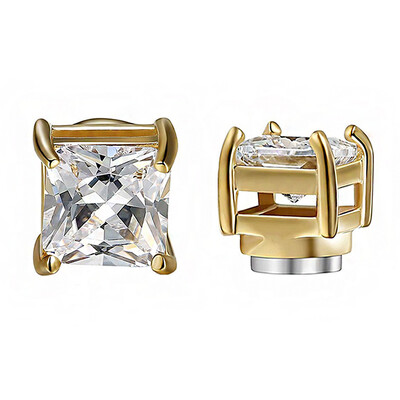 1 pereche de cercei magnetici din oțel inoxidabil, fără piercing, cu incrustare cu zirconiu cubic, set de cercei cu cerc pentru bărbați și femei