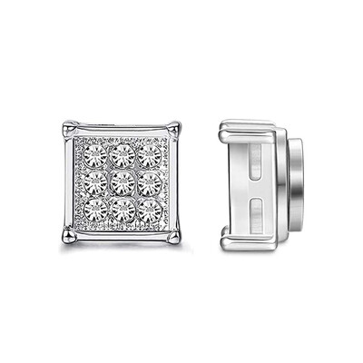 1 pereche de cercei magnetici din oțel inoxidabil, fără piercing, cu incrustare cu zirconiu cubic, set de cercei cu cerc pentru bărbați și femei