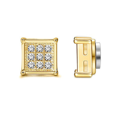 1 pereche de cercei magnetici din oțel inoxidabil, fără piercing, cu incrustare cu zirconiu cubic, set de cercei cu cerc pentru bărbați și femei