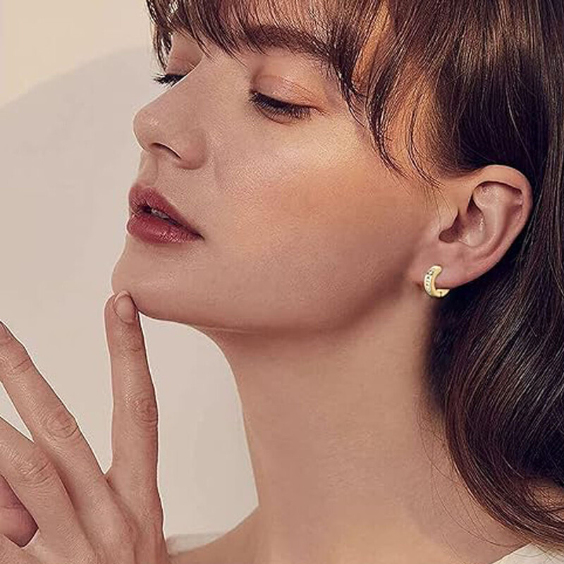 1 pereche de cercei magnetici din oțel inoxidabil, fără piercing, cu incrustare cu zirconiu cubic, set de cercei cu cerc pentru bărbați și femei