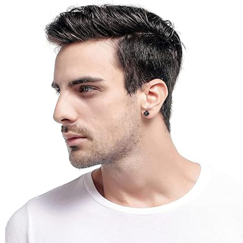 1 pereche de cercei magnetici din oțel inoxidabil, fără piercing, cu incrustare cu zirconiu cubic, set de cercei cu cerc pentru bărbați și femei