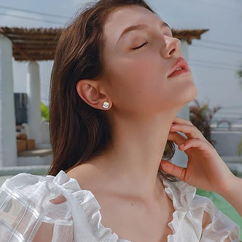 1 pereche de cercei magnetici din oțel inoxidabil, fără piercing, cu incrustare cu zirconiu cubic, set de cercei cu cerc pentru bărbați și femei