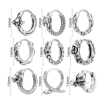 Пънк личност Серпентинен череп Дракон Лисица Обръчи Обеци Неръждаема стомана Мъже Жени Бижута Обеци
