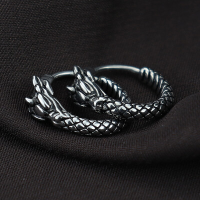 Panka personība serpentīna galvaskauss pūķa lapsas stīpām auskari no nerūsējošā tērauda vīriešiem sievietēm rotaslietas auskari