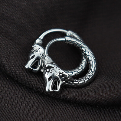 Panka personība serpentīna galvaskauss pūķa lapsas stīpām auskari no nerūsējošā tērauda vīriešiem sievietēm rotaslietas auskari