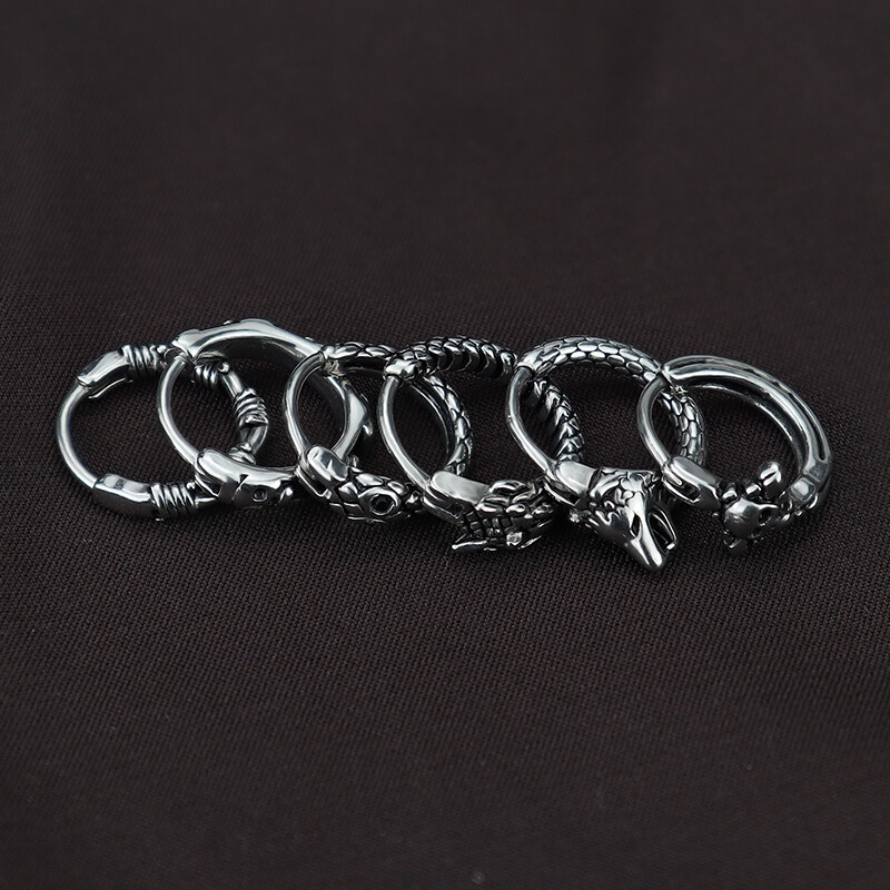 Panka personība serpentīna galvaskauss pūķa lapsas stīpām auskari no nerūsējošā tērauda vīriešiem sievietēm rotaslietas auskari