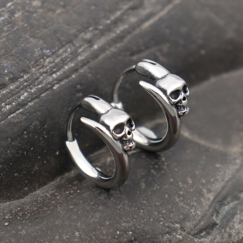 Cercei punk cu craniu pentru bărbați și femei, din oțel inoxidabil, cu personalitate de stradă, hip hop, cercei cu craniu, bijuterii cu farmec, Dropshipping