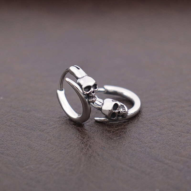 Cercei punk cu craniu pentru bărbați și femei, din oțel inoxidabil, cu personalitate de stradă, hip hop, cercei cu craniu, bijuterii cu farmec, Dropshipping