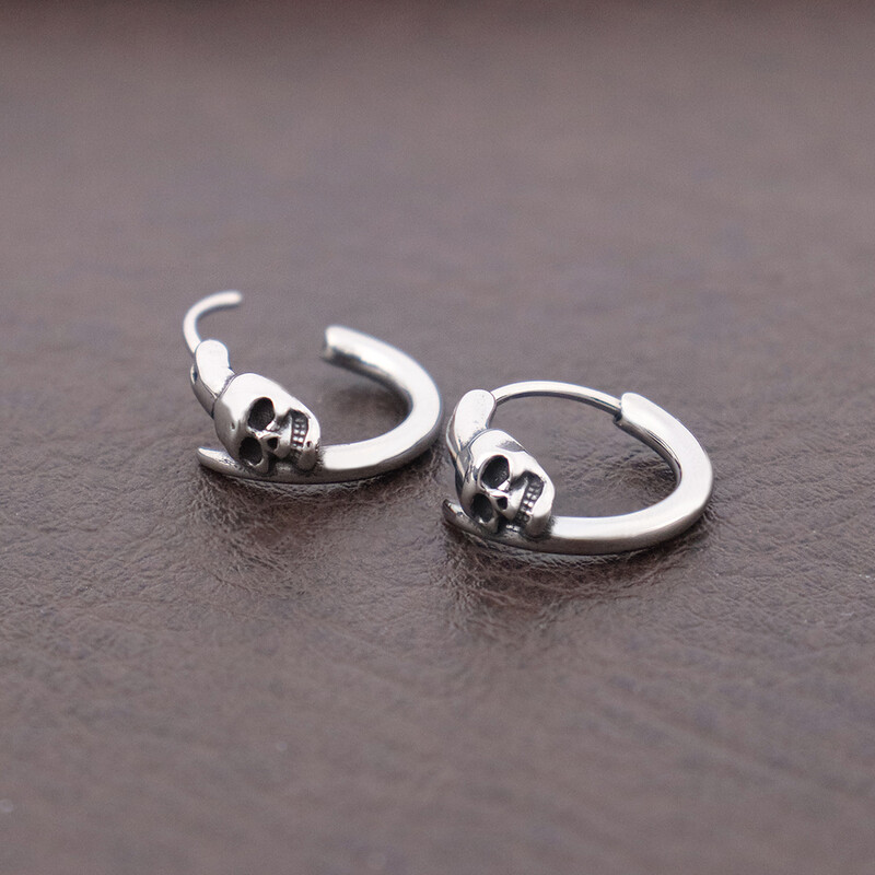 Cercei punk cu craniu pentru bărbați și femei, din oțel inoxidabil, cu personalitate de stradă, hip hop, cercei cu craniu, bijuterii cu farmec, Dropshipping
