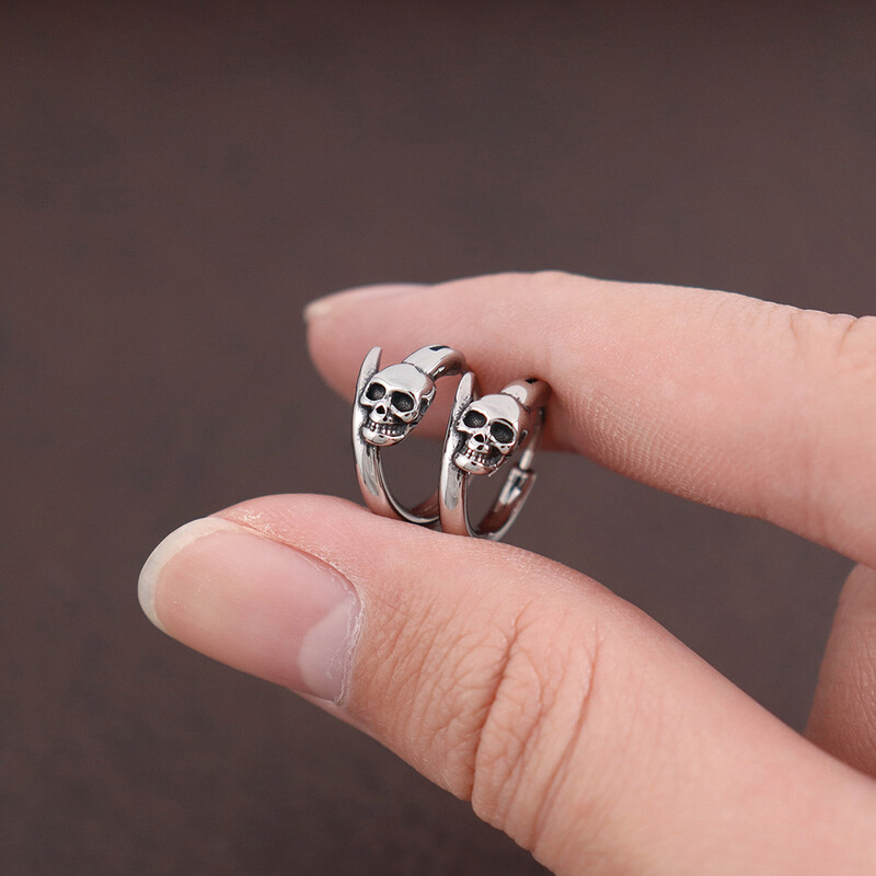 Cercei punk cu craniu pentru bărbați și femei, din oțel inoxidabil, cu personalitate de stradă, hip hop, cercei cu craniu, bijuterii cu farmec, Dropshipping