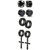 4 perechi de cercei magnetici din oțel inoxidabil - stil gotic hip hop, știfturi fără durere cu agrafă pentru moda stradă