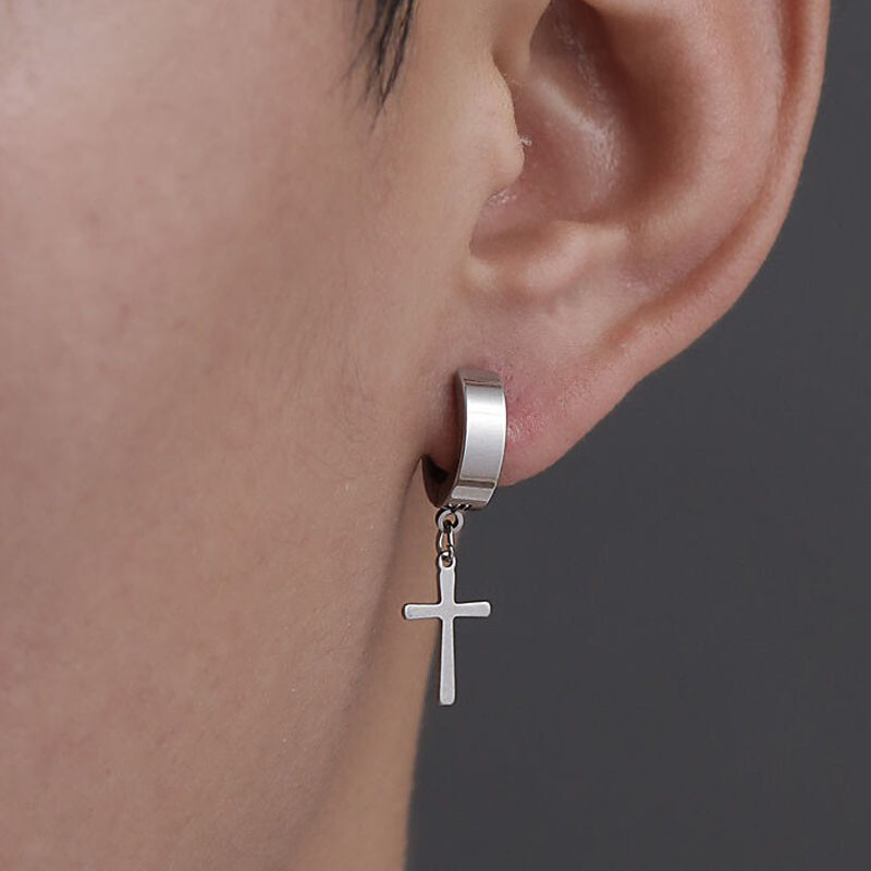 4 perechi de cercei magnetici din oțel inoxidabil - stil gotic hip hop, știfturi fără durere cu agrafă pentru moda stradă