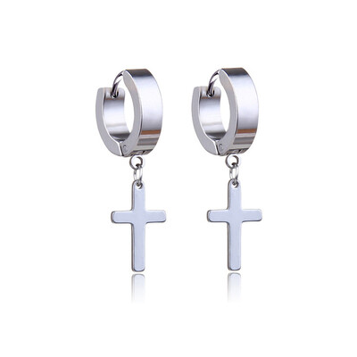 1 pereche de cercei cu pandantiv cu cruce din oțel inoxidabil pentru femei, hip hop, punk, bărbați, cercei cu piercing fals magnetici, bijuterii
