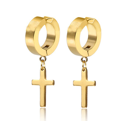1 pereche de cercei cu pandantiv cu cruce din oțel inoxidabil pentru femei, hip hop, punk, bărbați, cercei cu piercing fals magnetici, bijuterii