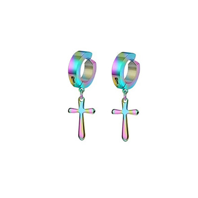 1 pereche de cercei cu pandantiv cu cruce din oțel inoxidabil pentru femei, hip hop, punk, bărbați, cercei cu piercing fals magnetici, bijuterii