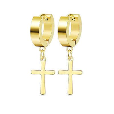 1 pereche de cercei cu pandantiv cu cruce din oțel inoxidabil pentru femei, hip hop, punk, bărbați, cercei cu piercing fals magnetici, bijuterii