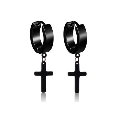 1 pereche de cercei cu pandantiv cu cruce din oțel inoxidabil pentru femei, hip hop, punk, bărbați, cercei cu piercing fals magnetici, bijuterii