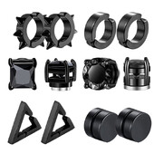 1/6 pāri nerūsējošā tērauda magnētiski auskari vīriešiem sievietēm unisex melns CZ magnēts, necaurdurošs auskaru komplekts, rotaslietas dāvana