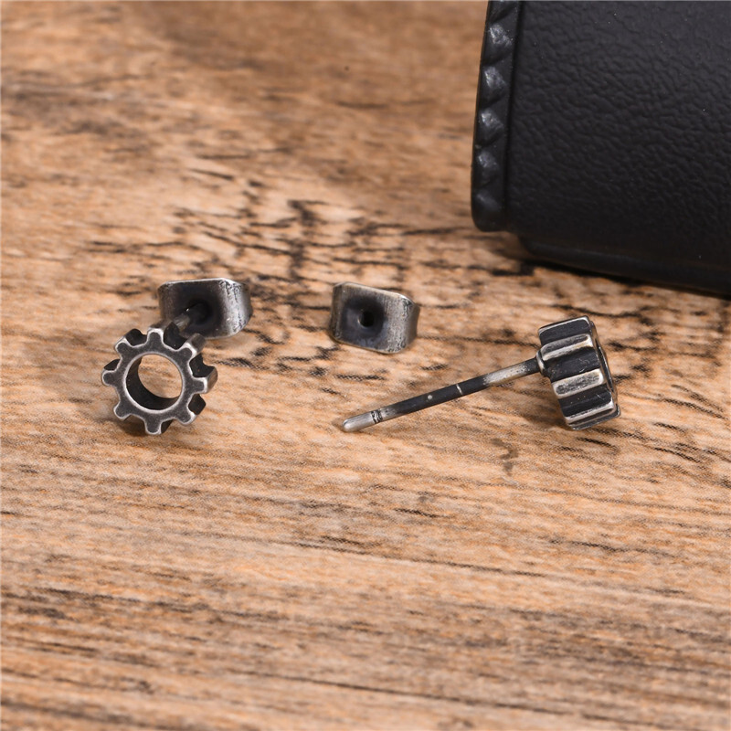 Cercei cu șuruburi din oțel inoxidabil pentru bărbați și băieți, șuruburi retro gri, bijuterii rock punk, cadouri de aniversare