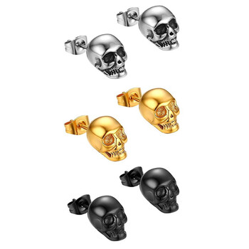 2023 Halloween Skull Stud σκουλαρίκια για άντρες Γυναικεία πανκ χιπ χοπ Creative Metal Skeleton Mini Earrings Αξεσουάρ Χονδρική