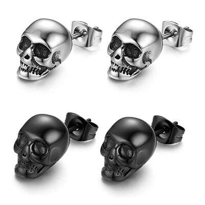 2023 m. Helovinas Skull Stud auskarai vyrams Moterų punk Hip-hop Creative Metal Skeleton Mini auskarai Aksesuarai Didmeninė prekyba