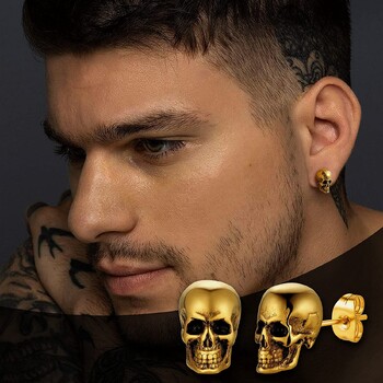 U7 ανοξείδωτα σμάλτο Skull Skeleton Stud σκουλαρίκια για γυναίκες Ανδρικά κοσμήματα αποκριάτικο δώρο