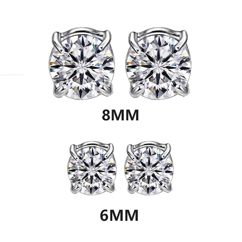 6 vnt. kristaliniai stiprūs magnetiniai auskarai auskarai vyrams ir moterims Pankų apvalūs cirkonio magnetiniai auskarai, neveriantys papuošalai