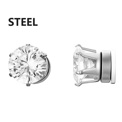 2 ΤΕΜ Μαγνητικά κλιπ αυτιών Λευκή κρυστάλλινη πέτρα Δυνατό μαγνητικό αυτί Γυναικεία Ανδρικά σκουλαρίκια μαγνήτης ζιργκόν πανκ κοσμήματα χωρίς διάτρηση