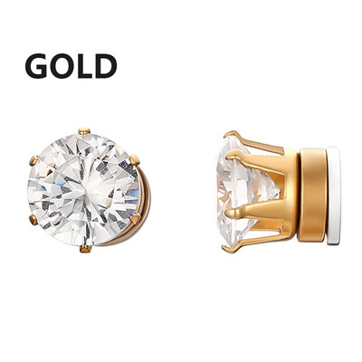 2 ΤΕΜ Μαγνητικά κλιπ αυτιών Λευκή κρυστάλλινη πέτρα Δυνατό μαγνητικό αυτί Γυναικεία Ανδρικά σκουλαρίκια μαγνήτης ζιργκόν πανκ κοσμήματα χωρίς διάτρηση