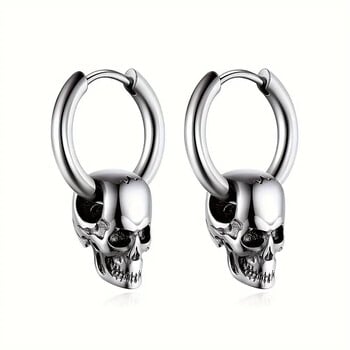 1 ζευγάρι μαύρα σκουλαρίκια Skull Head And Hoops Πολυτελή Σκουλαρίκια Ανδρικό Σκουλαρίκι για Κοσμήματα 2024, Ανδρικό σκουλαρίκι από ανοξείδωτο ατσάλι Γυναικεία， Go