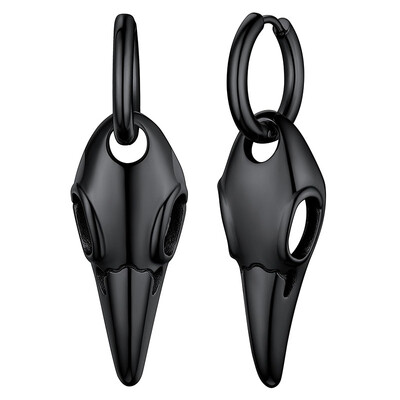 1 pár hipoallergén fülbevaló férfiaknak, rozsdamentes acél punk Gothic Crow fülbevaló.