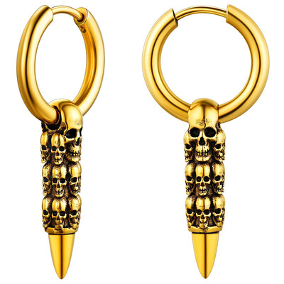 1 pāris Cool Goth Skull Bullet auskaru vīriešiem un sievietēm, melni/vara Helovīna auskari, nerūsējošais tērauds.