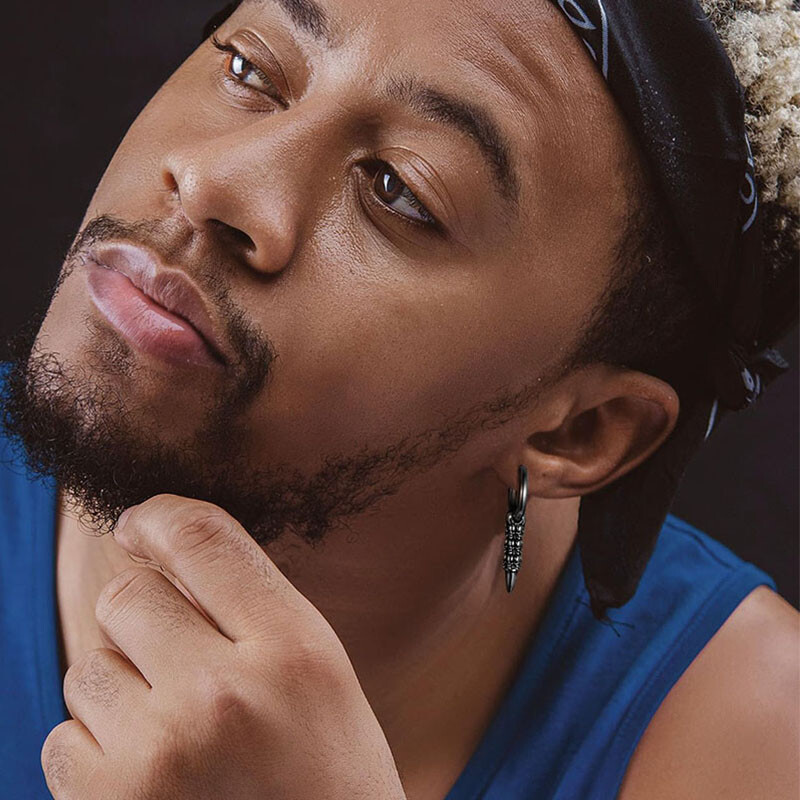 1 pāris Cool Goth Skull Bullet auskaru vīriešiem un sievietēm, melni/vara Helovīna auskari, nerūsējošais tērauds.