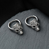 Europa și Statele Unite ale Americii Cercei cu craniu din oțel inoxidabil cu personalitate exagerată Cold Wind Hip-hop întunecat Cercei neutri punk