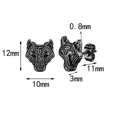 1pora gotikinių vikingų runų auskarų, skirtų moterims, vyrams, nerūdijančio plieno kubinio cirkonio akmens pankroko auskarų vėrimo papuošalai