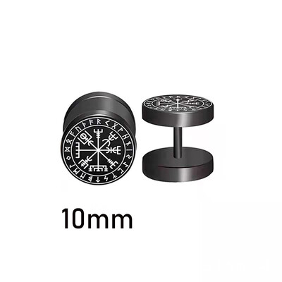 1pora gotikinių vikingų runų auskarų, skirtų moterims, vyrams, nerūdijančio plieno kubinio cirkonio akmens pankroko auskarų vėrimo papuošalai