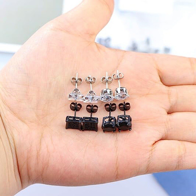 1pora gotikinių vikingų runų auskarų, skirtų moterims, vyrams, nerūdijančio plieno kubinio cirkonio akmens pankroko auskarų vėrimo papuošalai