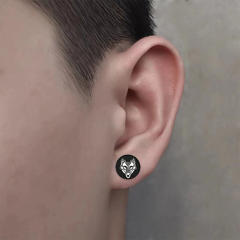 1pora gotikinių vikingų runų auskarų, skirtų moterims, vyrams, nerūdijančio plieno kubinio cirkonio akmens pankroko auskarų vėrimo papuošalai