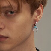 Cercei de lună de epocă pentru bărbați băieți, cercei cu cerc din oțel inoxidabil din piatră naturală verde, cadouri noi de bijuterii la modă