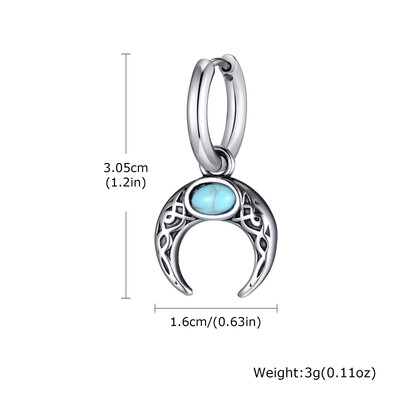 Cercei de lună de epocă pentru bărbați băieți, cercei cu cerc din oțel inoxidabil din piatră naturală verde, cadouri noi de bijuterii la modă