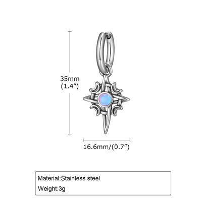 Moonstone nerūsējošā tērauda stīpas auskari vīriešiem, zēniem, ūdensizturīgs nerūsējošā tērauda zvaigžņu auss, jaunas modes hiphop rotaslietas dāvanas