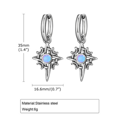 Moonstone nerūsējošā tērauda stīpas auskari vīriešiem, zēniem, ūdensizturīgs nerūsējošā tērauda zvaigžņu auss, jaunas modes hiphop rotaslietas dāvanas