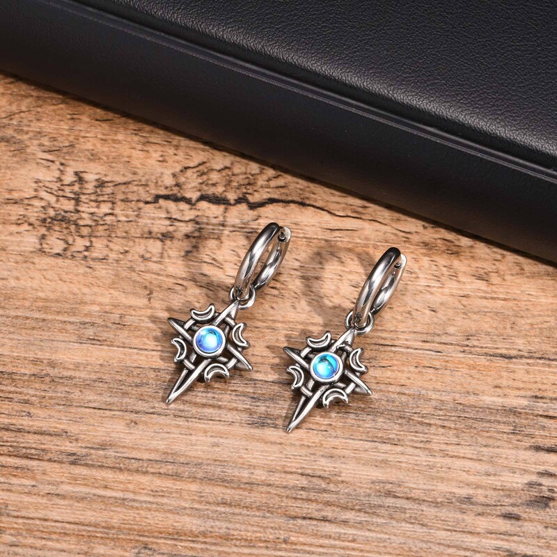 Moonstone nerūsējošā tērauda stīpas auskari vīriešiem, zēniem, ūdensizturīgs nerūsējošā tērauda zvaigžņu auss, jaunas modes hiphop rotaslietas dāvanas