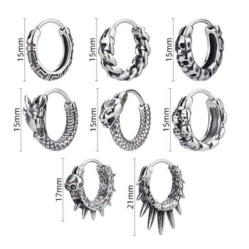 Punk Double Row Skull Skeleton Hoops σκουλαρίκια από τιτάνιο ατσάλι ανδρική αλυσίδα βρύσης πόρπη αυτιών για κορίτσια Κοσμήματα Floral σκουλαρίκια Δώρο