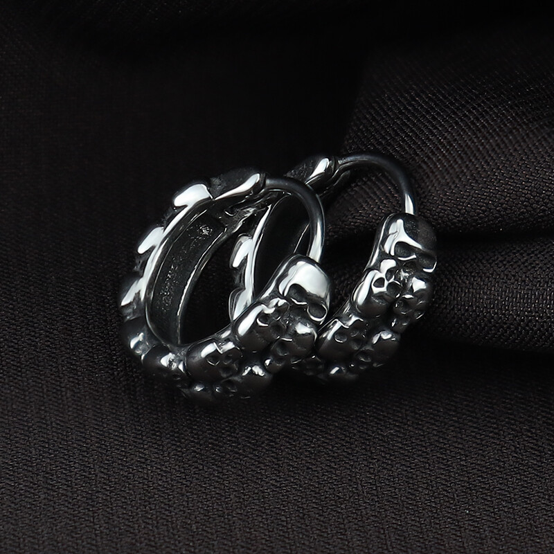 Punk kétsoros koponya csontváz karika fülbevaló titán acél férfi csaplánc fülcsat lányoknak ékszer virágos fülbevaló ajándék