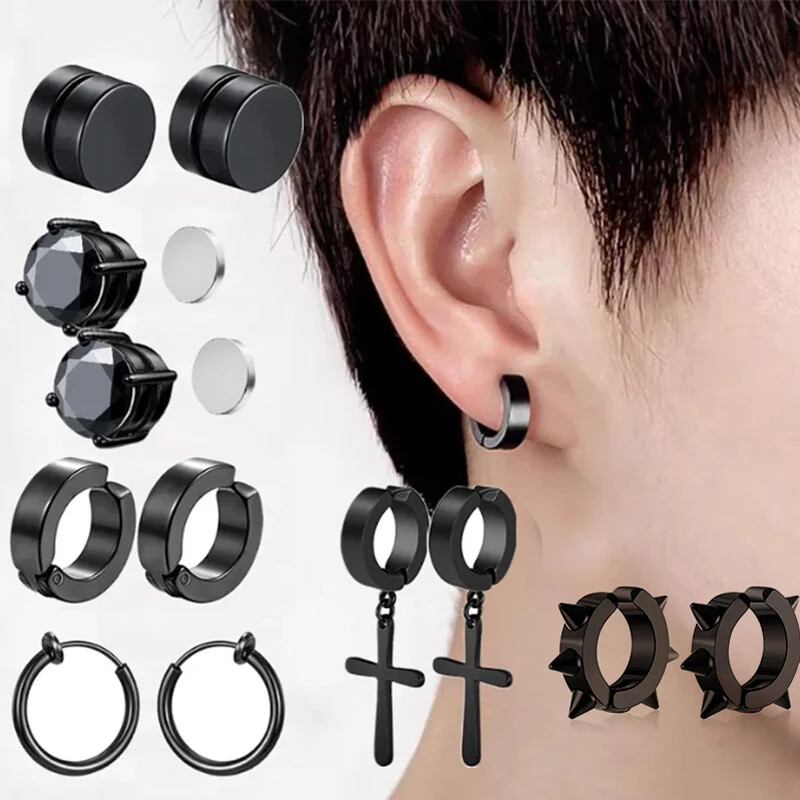 Naušnice bez pirsinga Klasične lažne naušnice bez rupica Punk bez pirsinga Hip-hop crna ušna kost kopča štipaljke za uho Nakit